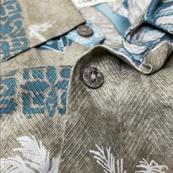 Moda Campia Buttoned Down Short Sleeve Shirt Plam Trees Tropical Hawaii Men's S - Picture 2 of 7